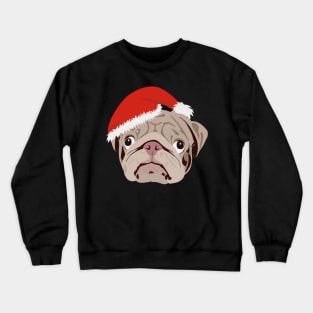 Christmas Pug wearing Santa Hat Crewneck Sweatshirt